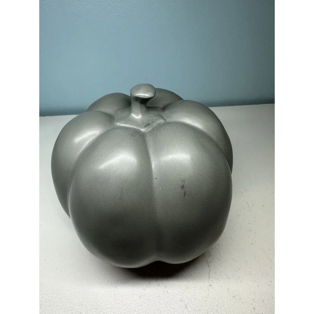 Rae Dunn Halloween MEDIUM Gray Pumpkin 